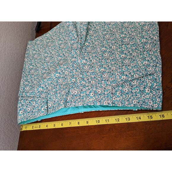 The Limited Floral Chino Shorts 8 Teal Mid Rise Zip Front Slit Casual Flat Front - Picture 5 of 10